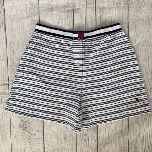 Tommy Hilfiger women S pull on stripe pajama shorts white & black - Picture 1 of 6